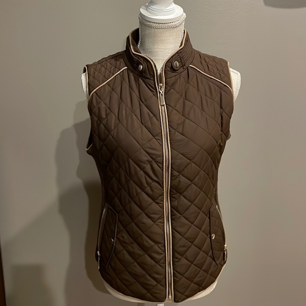 Brown quilted vest